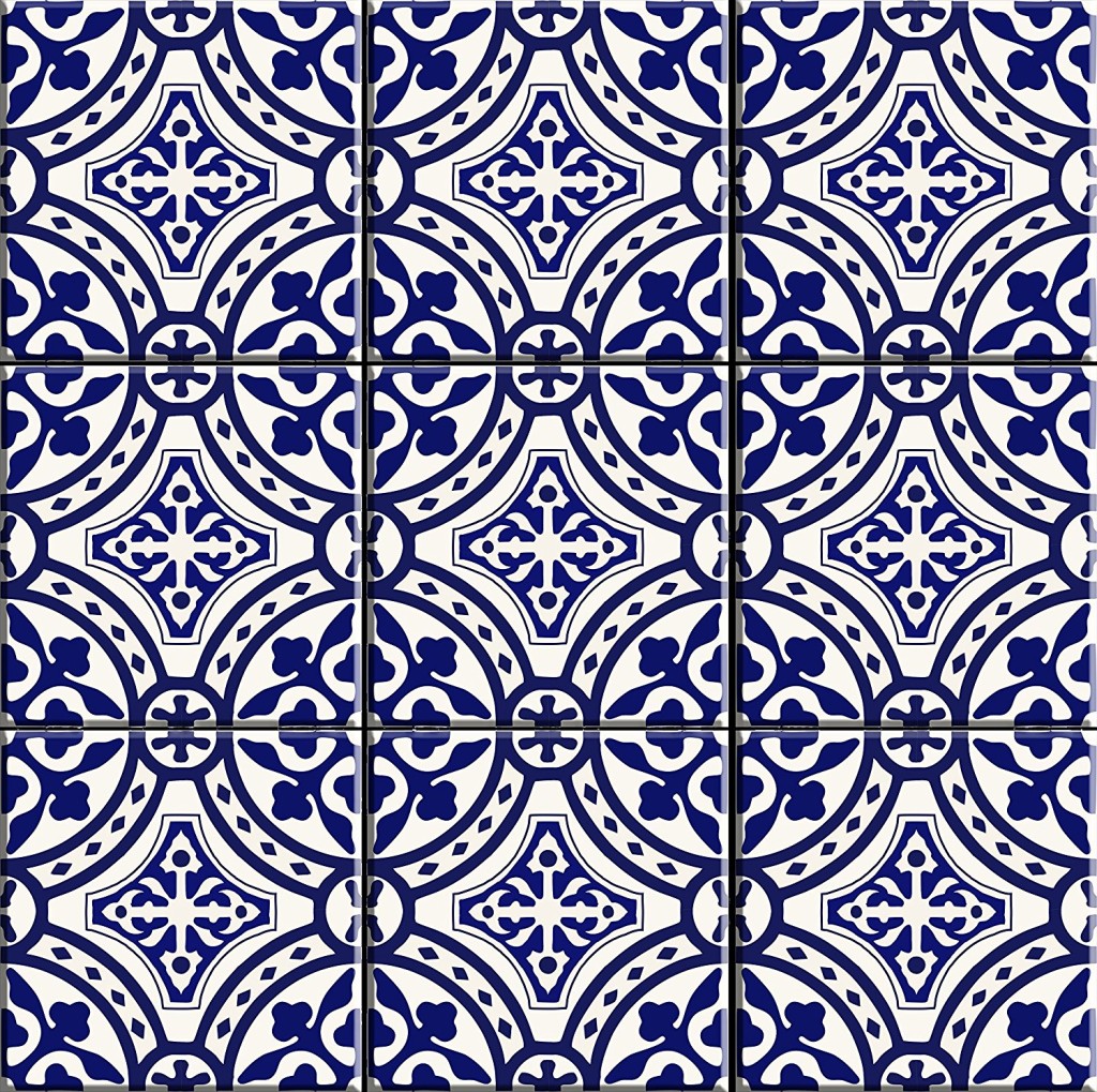 Navy and white sticker tiles