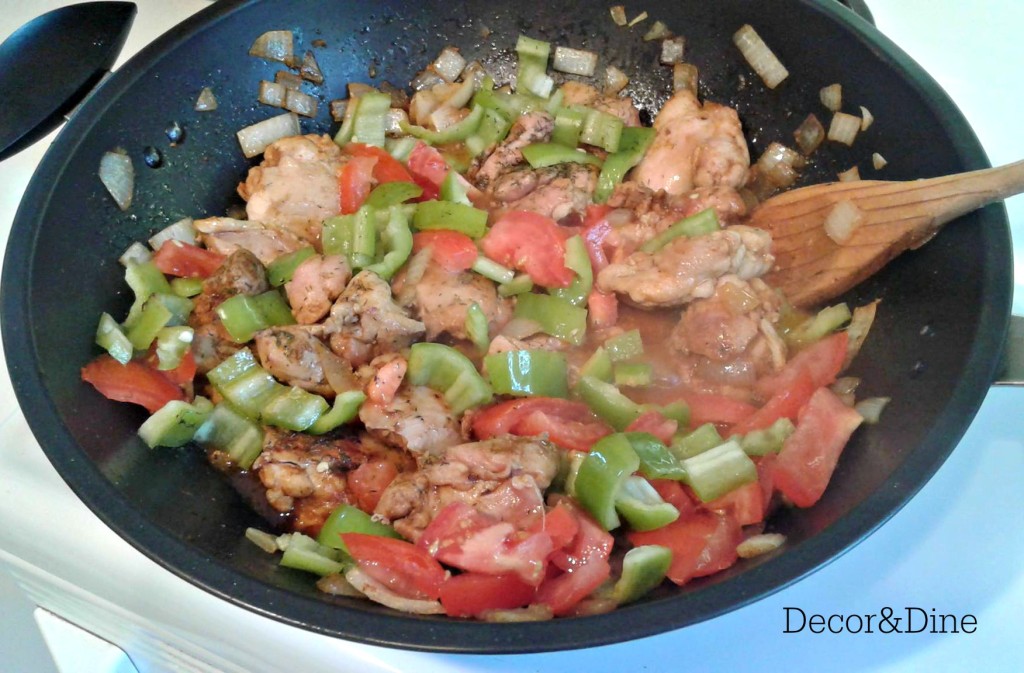 Preparing the chicken paprika