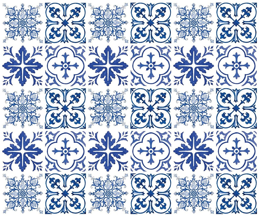 blue and white tile stickers -2