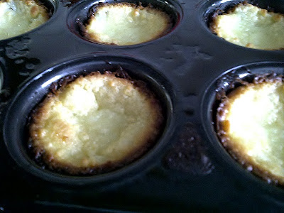 burnt queijadas in muffin tins