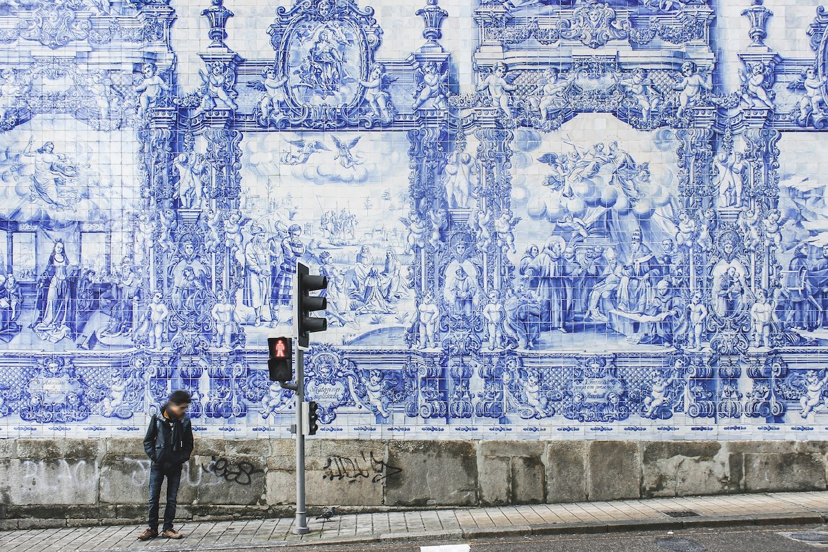 Exterior of Chapel of the Souls in Porto.