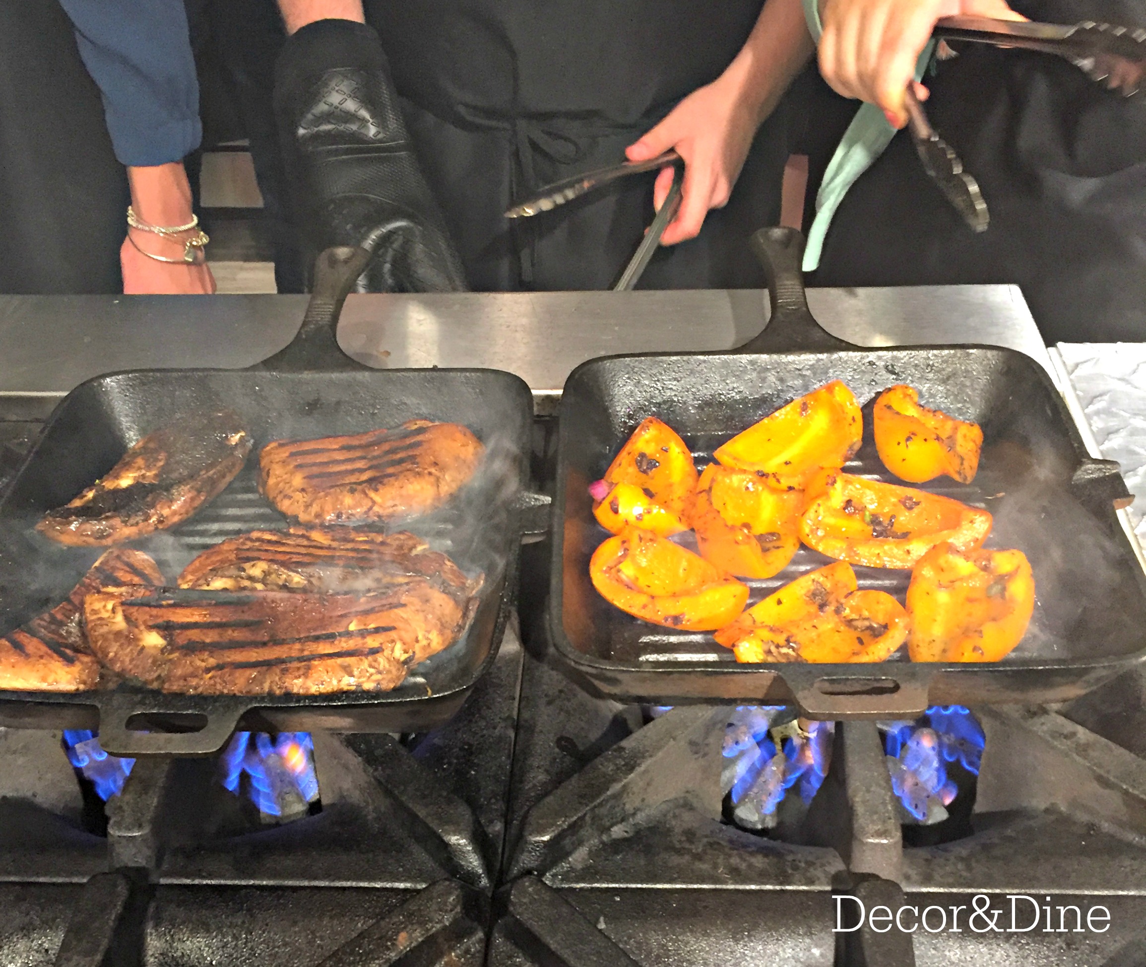 grilling mushrooms and peppers