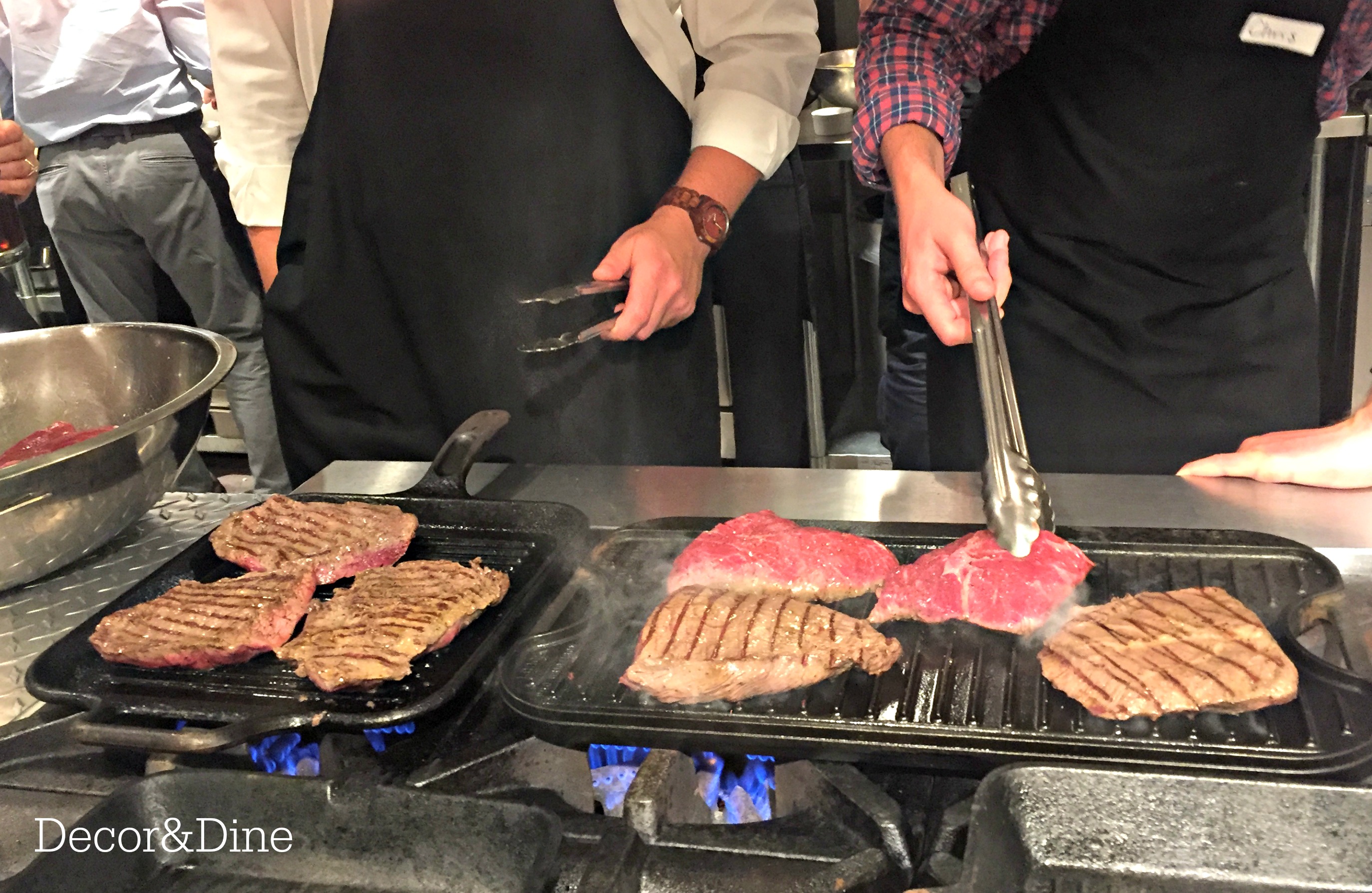 grilling the steaks