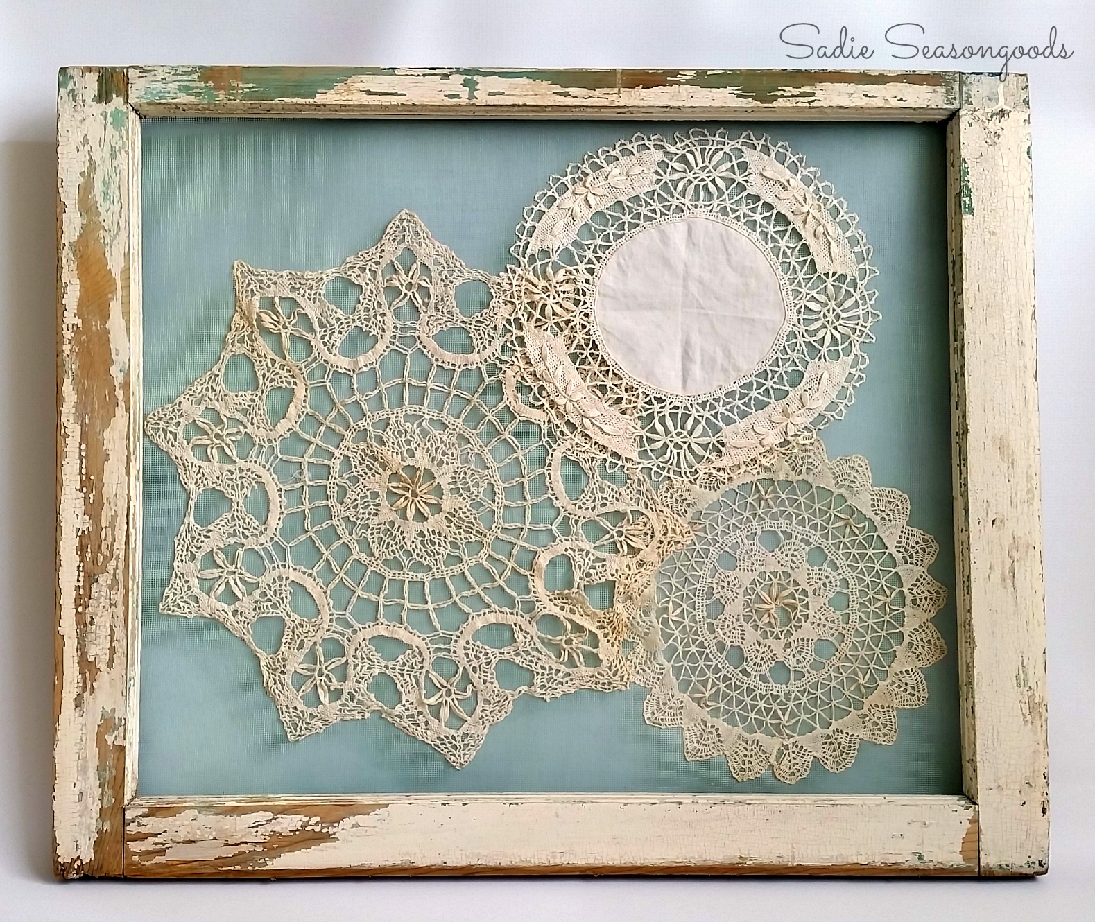 framed doily art