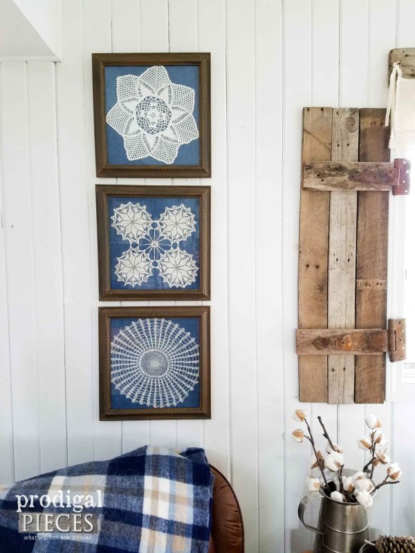 framed doily art