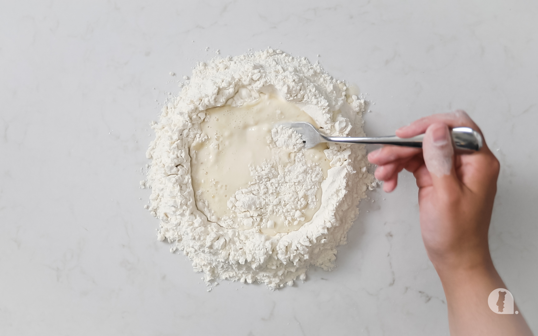 Mix dough with a fork.