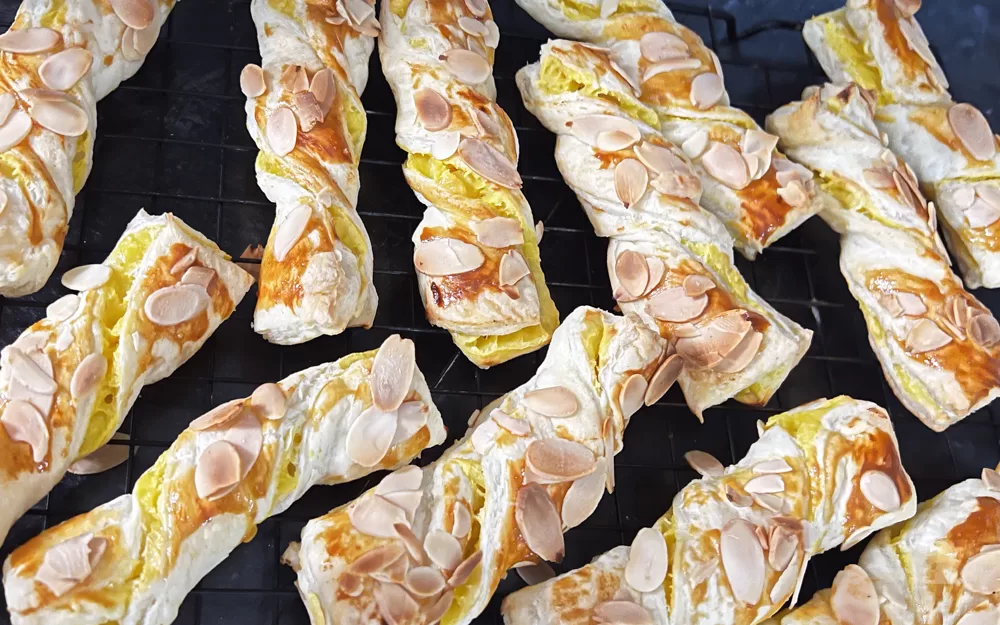 almond twists fresh out the oven