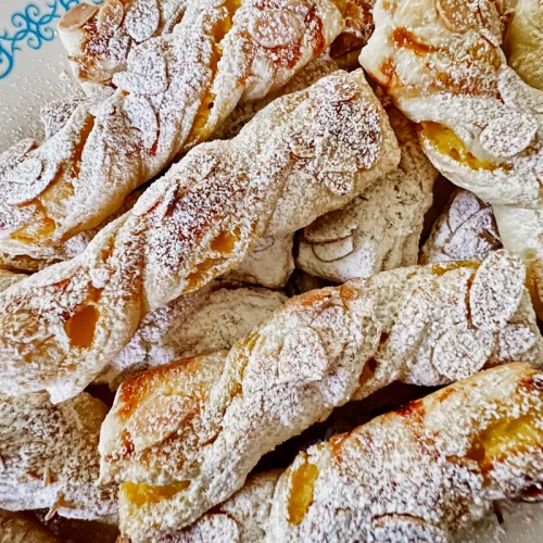 A plate of almond twists.