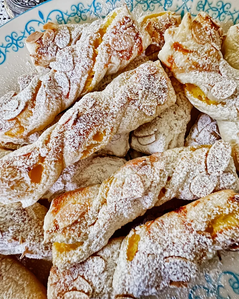 A plate of almond twists.